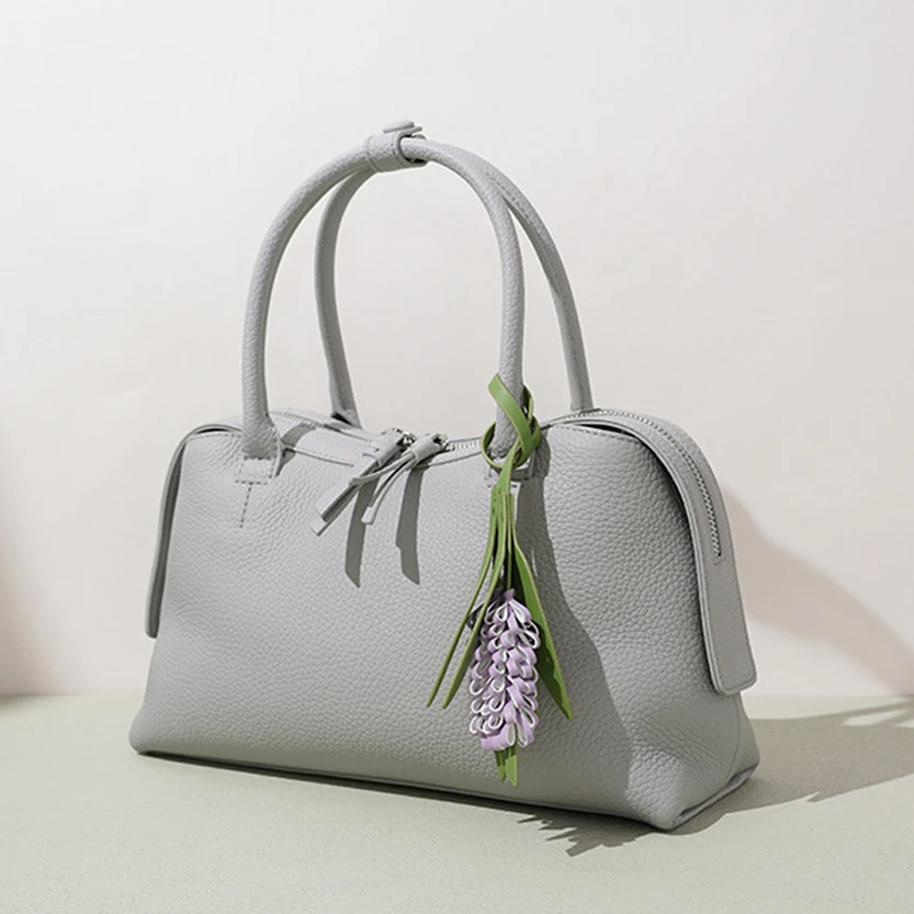 Early Spring Genuine Leather Boston Bag Minimalist Commute Casual Style Versatile Top-handle Bag For Work Fashion Women Handbag