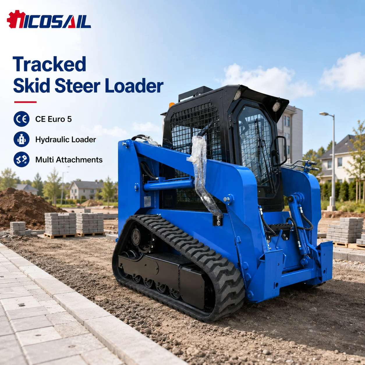OEM Custom Tracked Skid Steer Loader CE Euro 5 Hydraulic Loader with Multiple Attachments for Construction and Landscaping