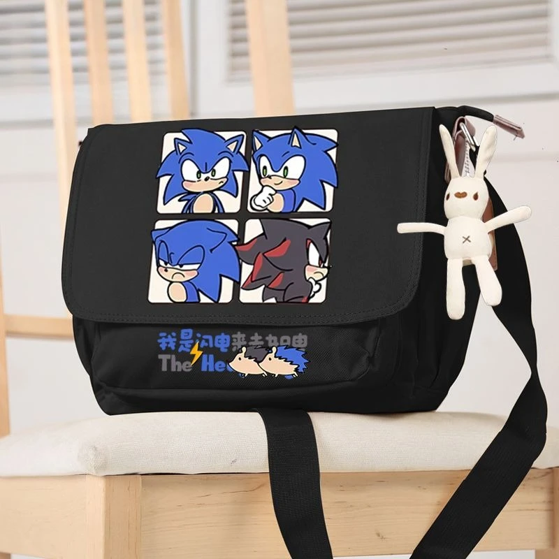New Sonic The Hedgehog Sonic High-value Simple Shoulder Crossbody Bag Animation Surroundings Student Canvas Bag Birthday Gift