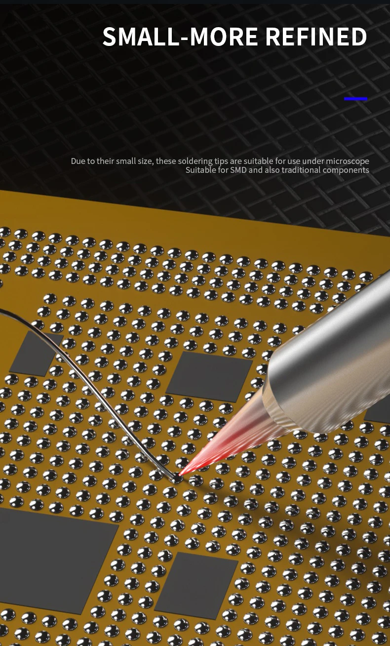 طرف مكواة لحام دقيق ميكانيكي، C210، TI، TS، SK، صفائح في طرف مدبب 1s، شفرة الكوع، قلب مكواة لحام لـ SMD #6