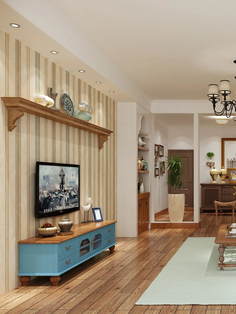 

Американский кантри вертикальный узор зеленые полосы гостиная столовая спальня фон стены кабинет настенное покрытие ткань