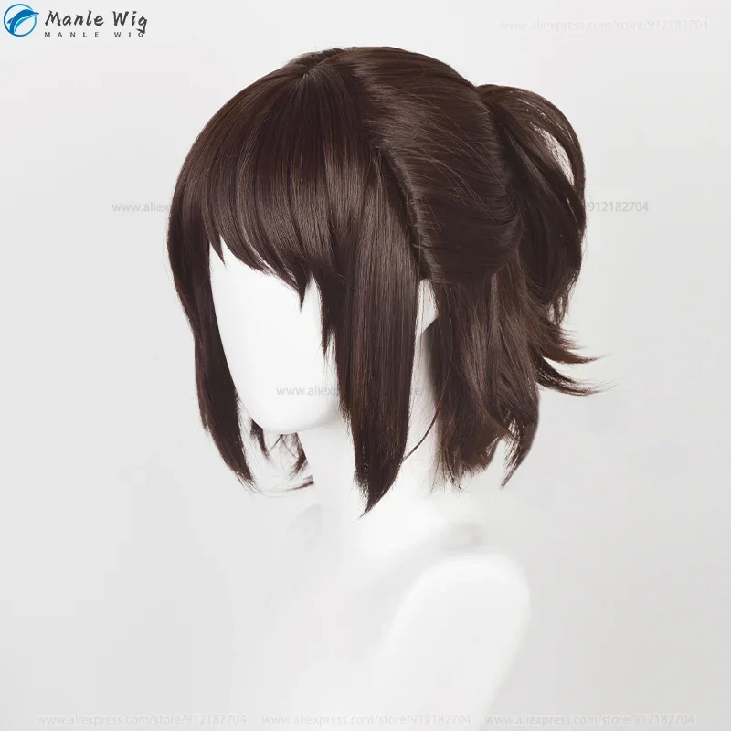 35 cm Hange Zoe Cosplay Anime Titan dernière saison 4 Hange Zoe perruque cheveux brun foncé masque pour les yeux cheveux