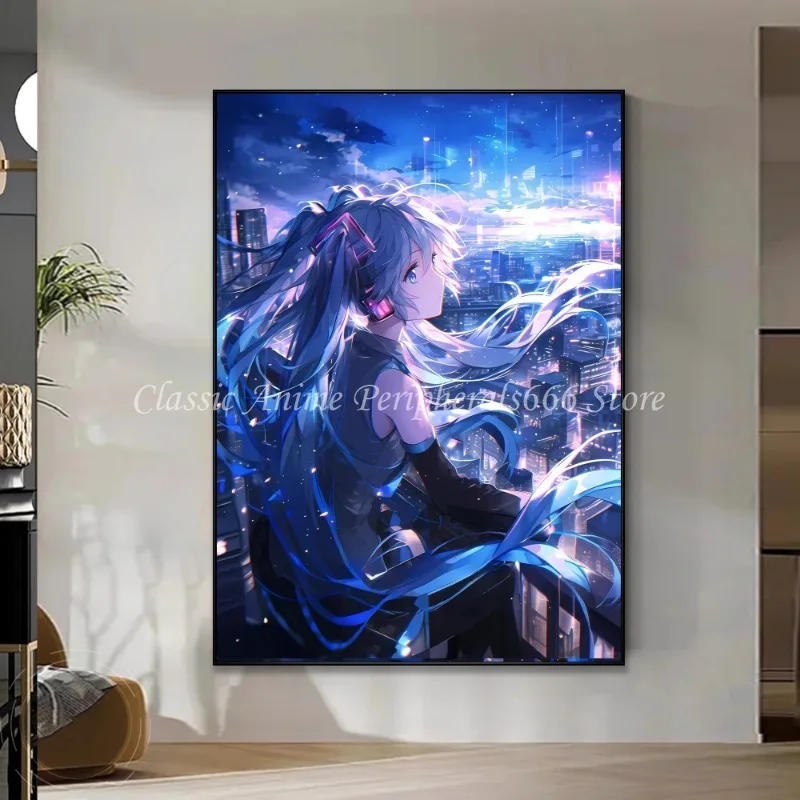 

Hatsune Miku Hanging Picture Bedroom Animation Poster Anime E-sports Room Mural Japanese Style Adornment of Beautiful Girls