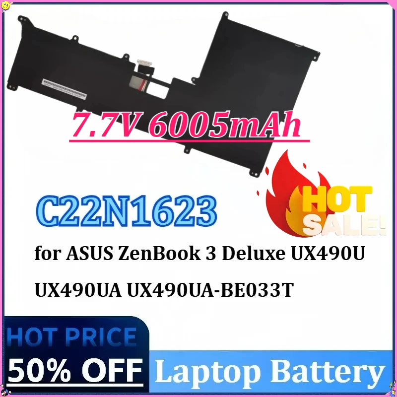 

New 7.7V 46WH 6005mAh C22N1623 Laptop Battery for ASUS ZenBook 3 Deluxe UX490U UX490UA-BE033T UX490UA ZENBOOK3V 0B200-02400100