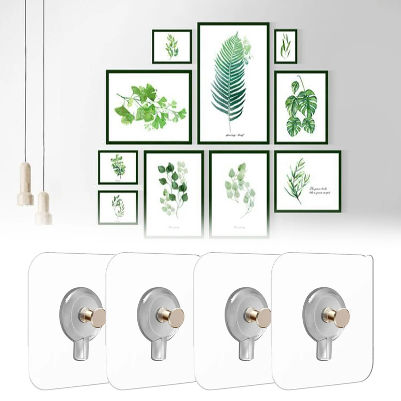 Ganchos de pared adhesivos transparentes, colgador de imagen, gancho de uñas, póster de pared, colgador de tornillo para cocina y baño, 10 Uds.