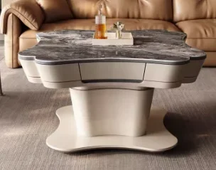 Rock board coffee table multifunctional lifting mahjong table fully automatic living room electric dining table integrated