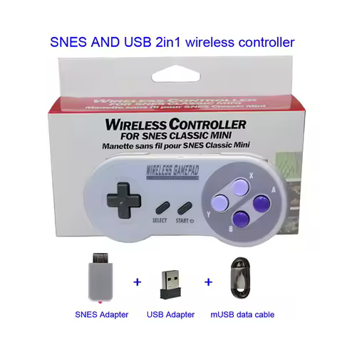 2 Reciever Wireless 2.4G Game Controller Colorful Joypad Joystick ByBluetooth for PC Android for SNES Super Classic MINI Gamepad