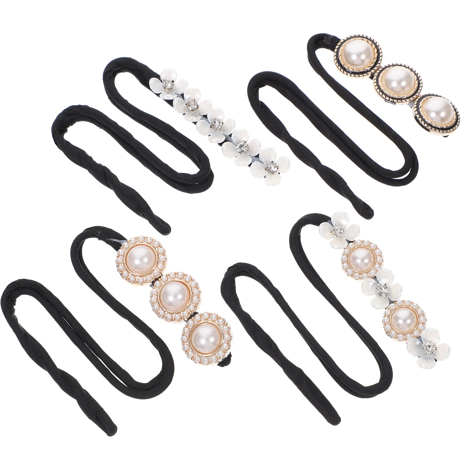 

4pcs Pearl Maker Styling Tool Flower Hair Bun Curler Twisted Bun Shaper Lazy Hair Styler Donut Accessory For Women