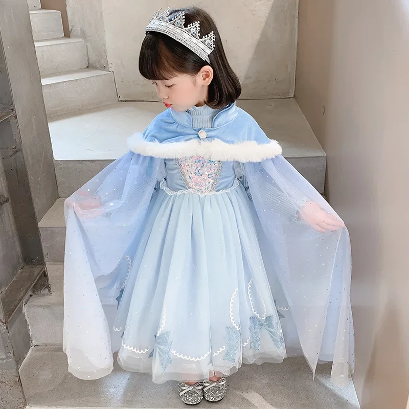 Girls Princess Dress Sweater Knitted Long Sleeve Dress Children's Halloween Dress