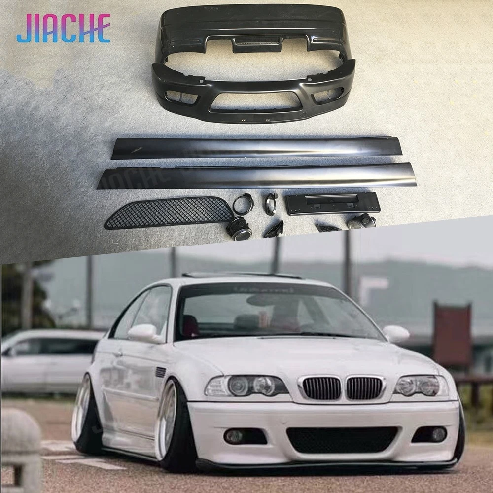 

Комплект обвеса JIACHE из ПП, неокрашенный: передний и задний бамперы, боковые юбки, накладки для BMW E46 M3, аксессуары для кузова автомобиля