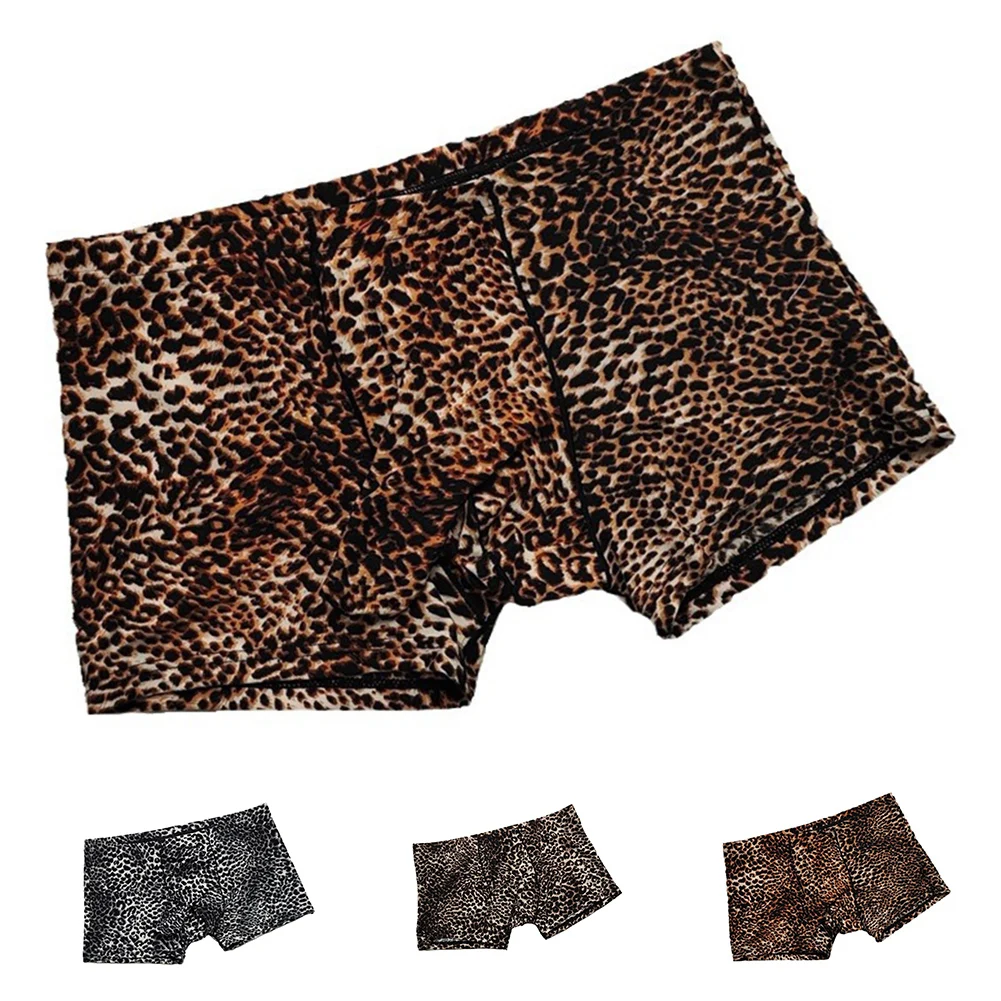 Men Leopard Print Underwear U Pouch Briefs Low Waist Short Panties Soft Elasticity Underpants Casual Breath Lingerie