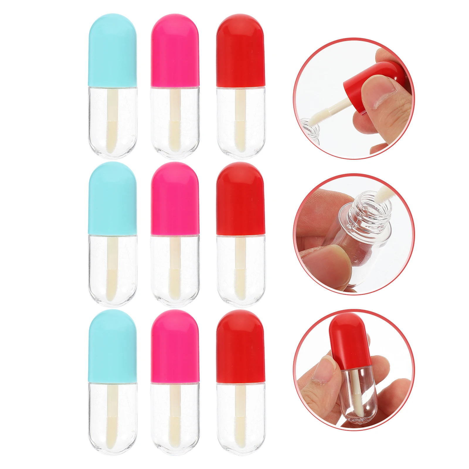 

9 pcs Lip Gloss Tube Empty Containers Clear Transparent Reusable Travel Size Plastic Bottles Lightweight Portable Safe Durable