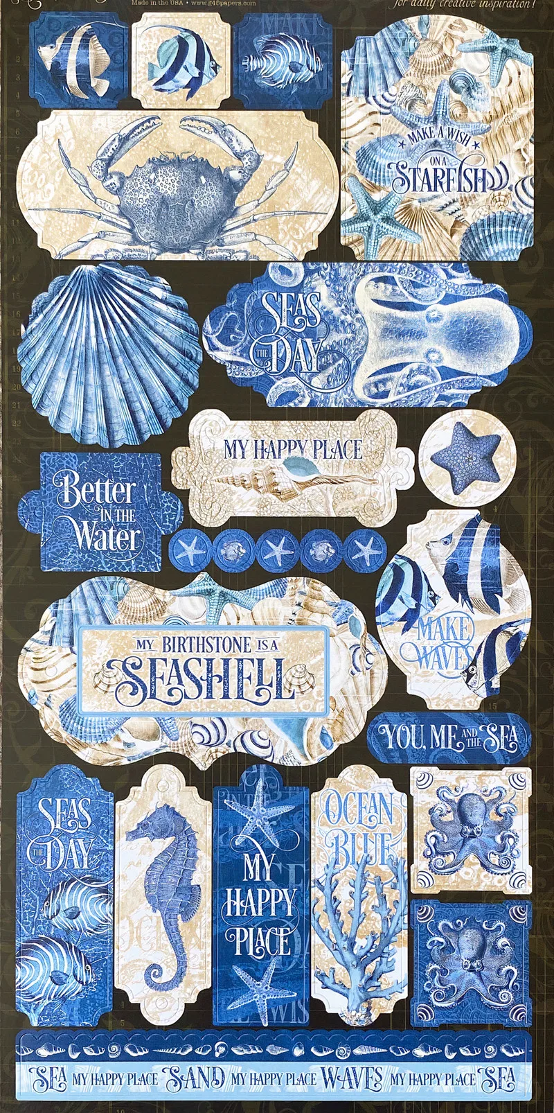 12Pcs/Pack Retro Blue Ocean Marine Animals Vintage Sticker DIY Craft Scrapbooking Album Junk Journal Decorative Stickers