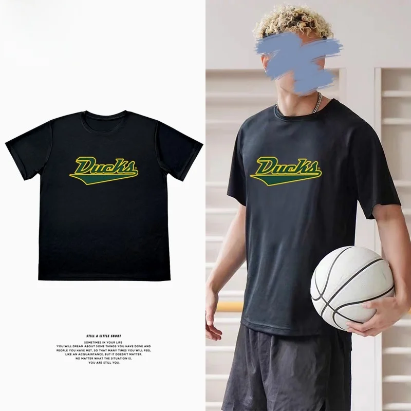 Camiseta Masculina de Basquete Americana Retrô para Treino, Manga Curta Solta, Respirável e de Secagem Rápida, Coleção Primav...