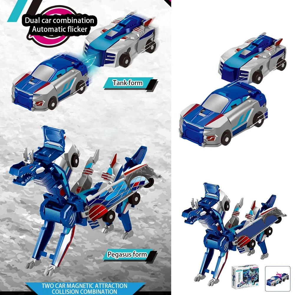 Creative รถเปลี่ยนเป็นของเล่นยูนิคอร์น 2 ใน 1 Winged Pegasus รถยนต์รุ่น Inertial เลื่อน Racing รถ Impact Deformed ของเล่น