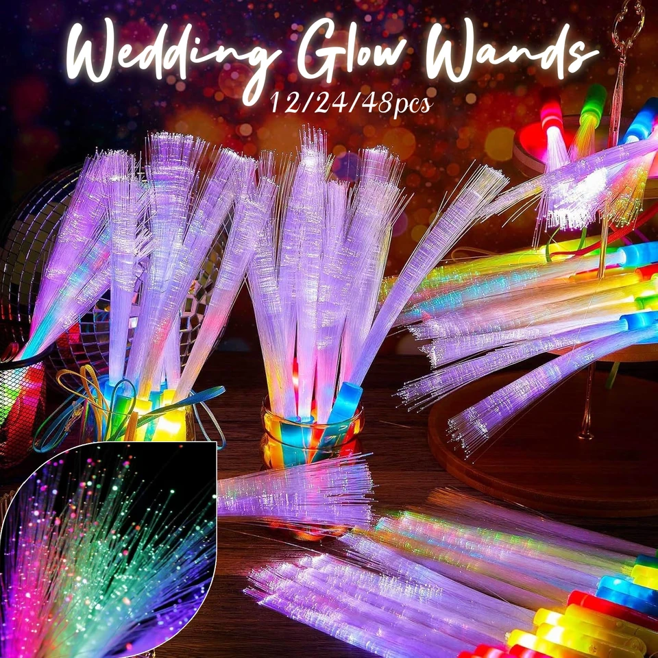 80-Pack Fiber Optic Wand LED White Glow Sticks – Light Up Magic Wands, Multicolor Glow Party Supplies For Weddings, Birthdays & Concerts