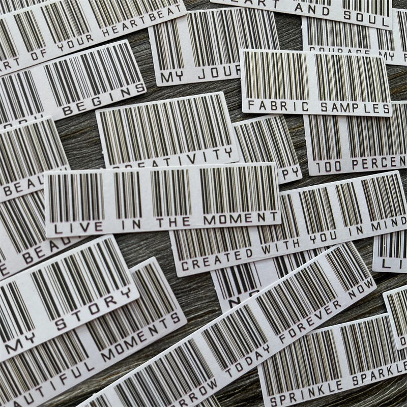 27pcs Retro Inspirational Barcode Stickers English Words Junk Journal TN Material Decoration Sticker TimHoltz Style Scrapbooking