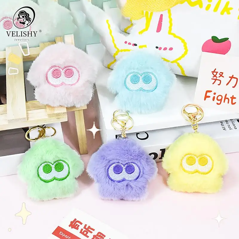 Splatoon Inkling Plush Keychain Anime Orange Red Inkling Kawaii Animal Backpack Pendant Soft Stuffed Cartoon Toy Doll Kid Gift