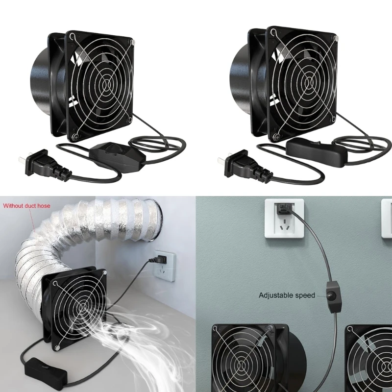 Powerful Bathroom Exhaust Fan with Damper, Potable Window Fan, Small Fume Extractor Ventilation Fan for Shop, Smoking