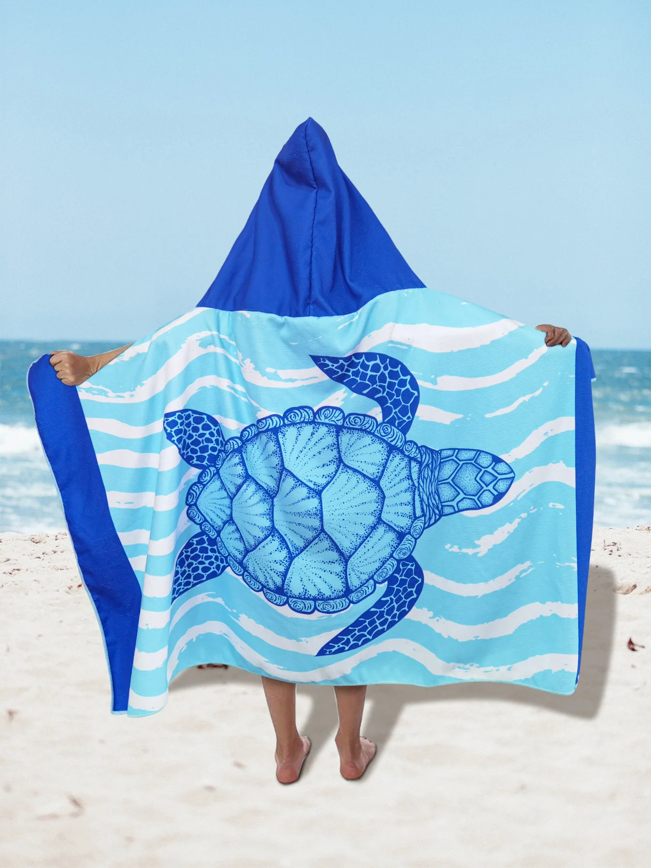 Sea Turtle Beach Towel Soft Microfiber Quick Dry Large Bath Towels Hooded Cloak Wetsuit Kids Girls Poncho Bathrobe For Swim Surf