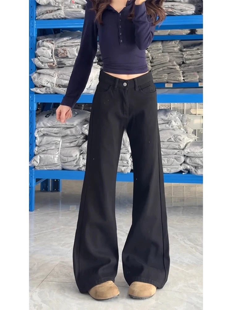 

Cleanfit High Waist Straight Leg A-Line Denim Jeans Bla American Vibe Men Women High Waist Drapey Straight Cut Jeans