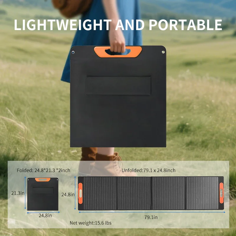 ETFE 60 واط 100 واط 200 واط الألواح الشمسية القابلة للطي خلية المحمولة لوحة شحن الطاقة الشمسية مجموعة كاملة السياحة في الهواء الطلق التخييم محطة الطاقة