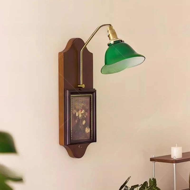 

Винтажный настенный светильник из зеленого стекла, настенный светильник для прихожей, прикроватная лампа для спальни