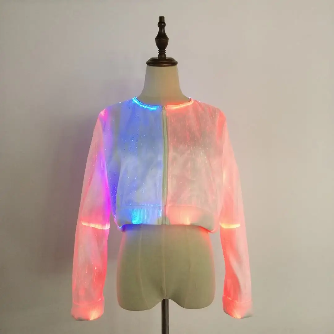 Led Illuminated Jacket Stylish Illuminated Outerwear Led Light Emitting Hooded Jacket for Fall Winter Glow Colorful for Club