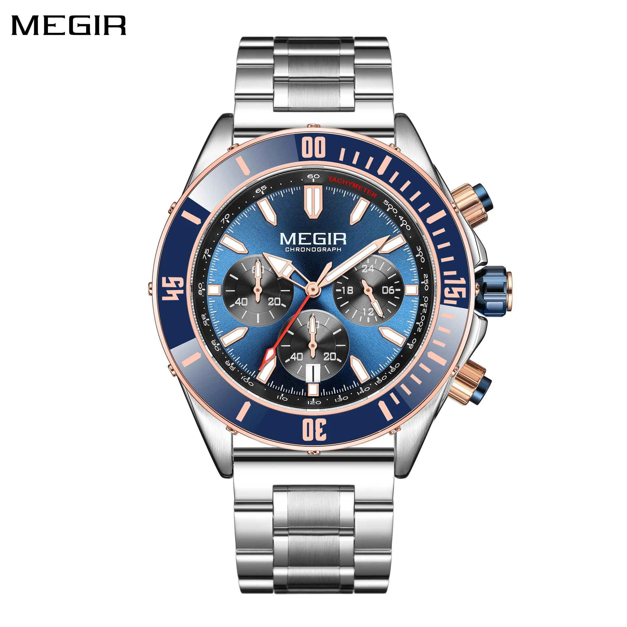 MEGIR Men Quartz Watches Luxury Business Casual Chronograph Waterproof Large Dial Luminous Date Sport Wristwatch Reloj Hombre