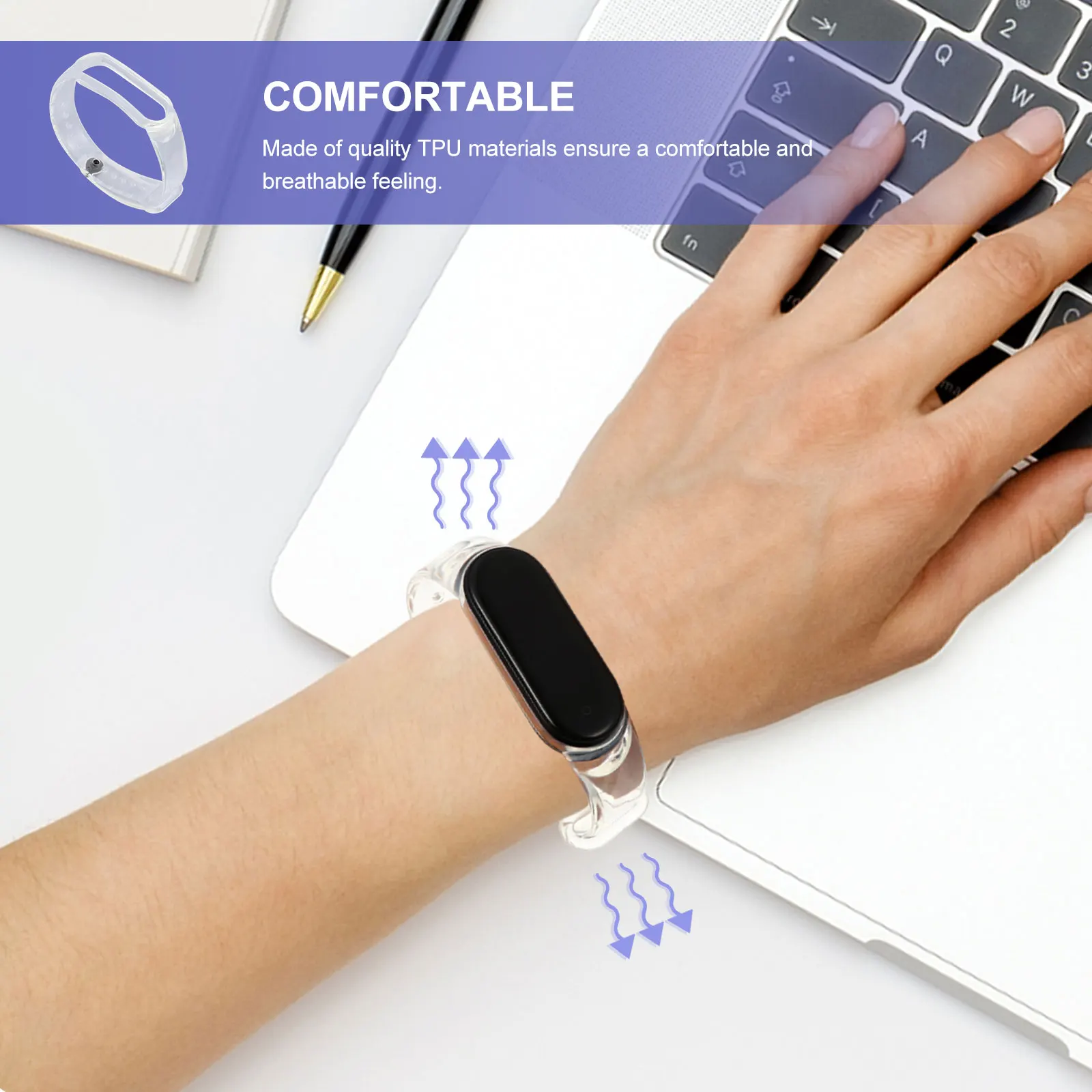 

Transparent Watch Strap TPU Adjustable Simple Wristband Replacement Comfortable Breathable Gift for Birthday Wedding