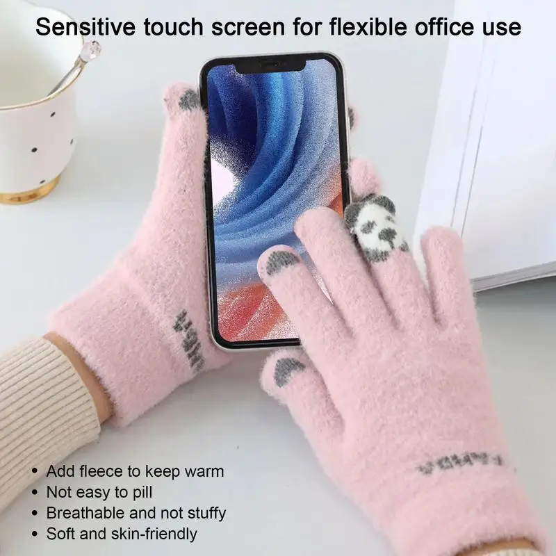 Knitted Gloves Cycling Gloves Touch Screen Winter Knitted Gloves Breathable Hand Warmers Elastic Knit Finger Mittens For