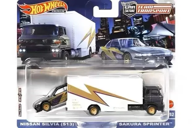 Original Hot Wheels Team Transport Car Culture modello in metallo Fleet Nissan Silvia Sakura Sprinter Kids Boys Toys 1/64 Dodge Mustang