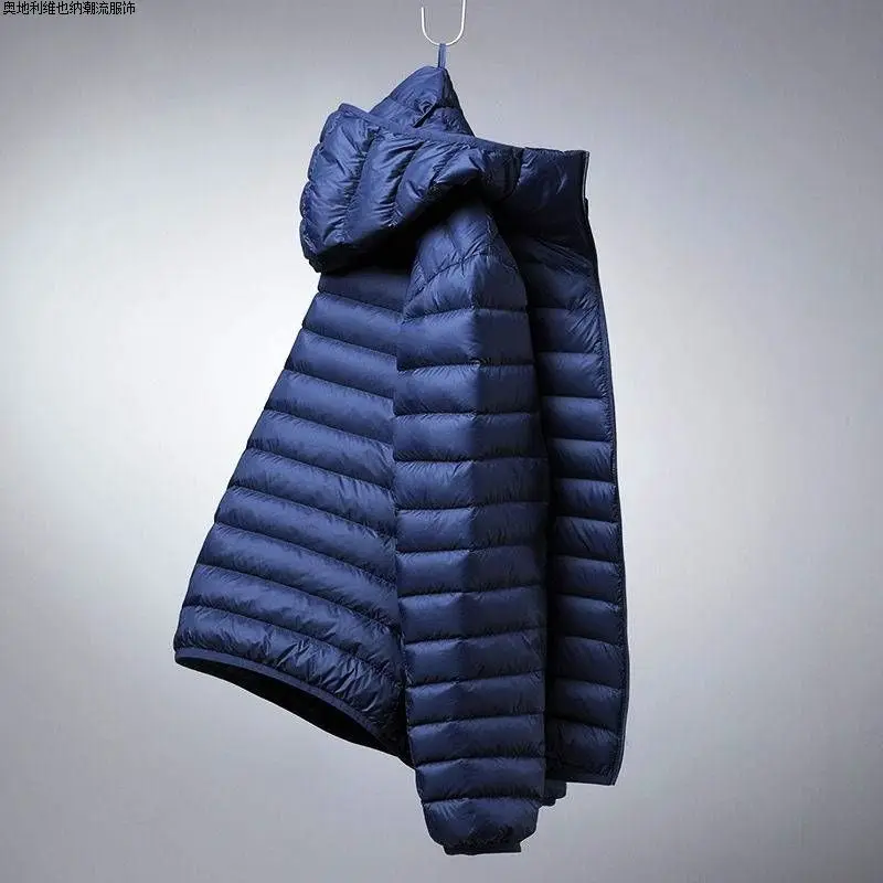 2024 New Light and Thin Down Cotton Men's Stand-up Collar Hooded Thermal Jacket winter jacket men