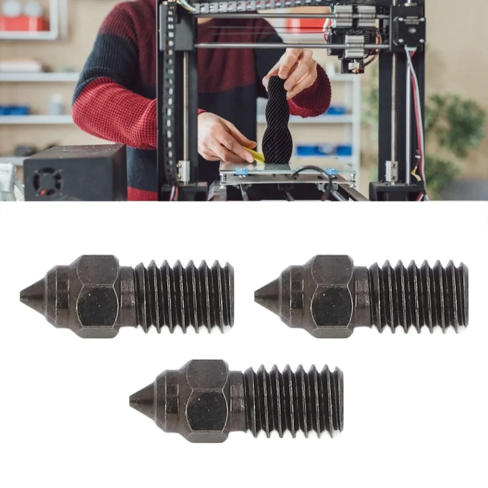 3Pcs 1.75MM Filament Hardened Steel Nozzle Hardened Steel Material 0.4mm Diameter 3D Printer Nozzle for ENDER 3 V3 SE