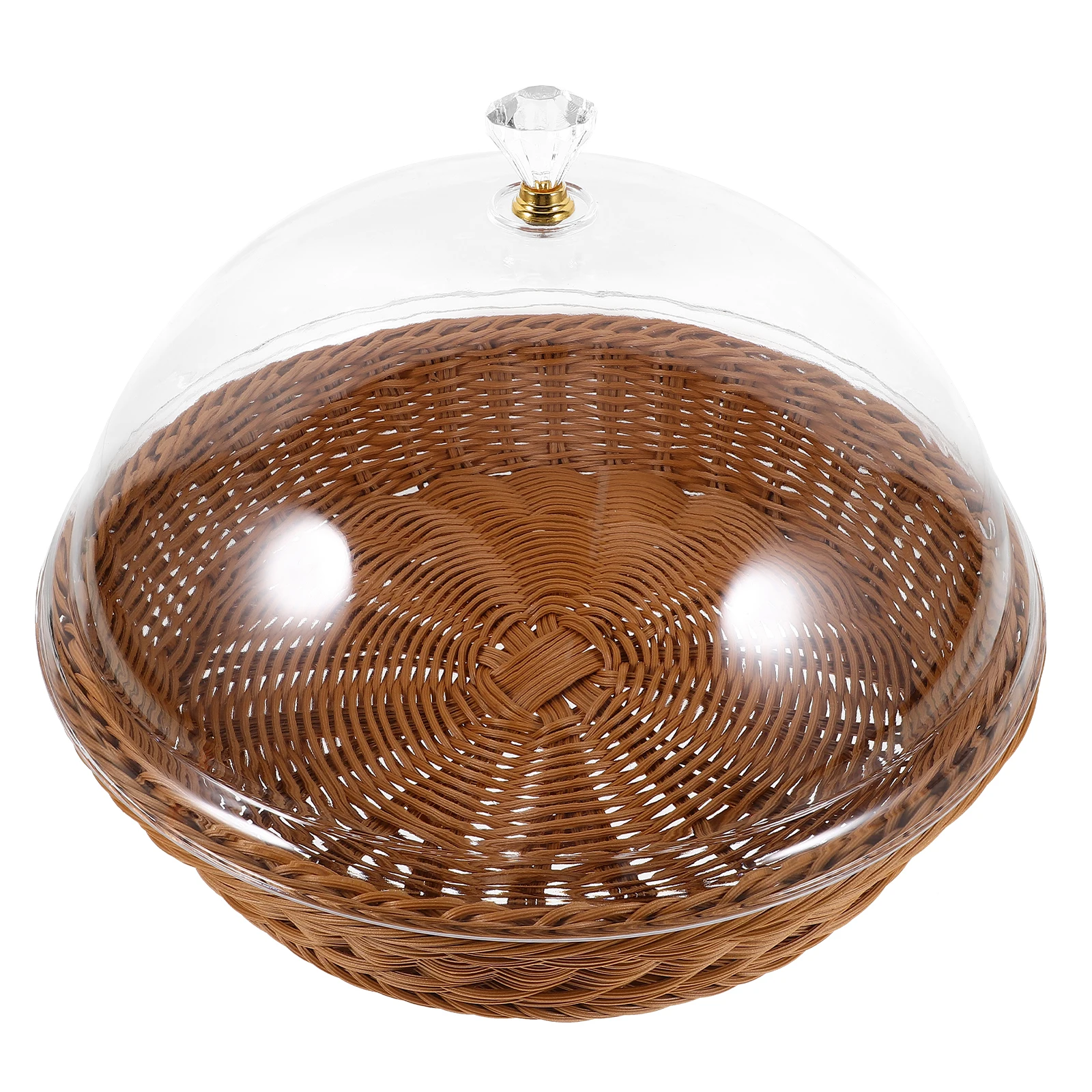 

Food Fresh-keeping Basket 36cm Oval Tea Acrylic Woven Storage Bread Baskets Lid Fruit Vegetable Dessert Snack Serving Tray