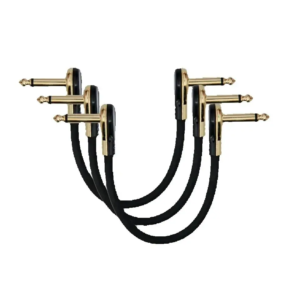 3 Pcs Kit Anti-noise Guitar Patch Cable 10-60cm Right Angle Oxygen-free Audio Line for Guitar Effects Pedal Jack Plug