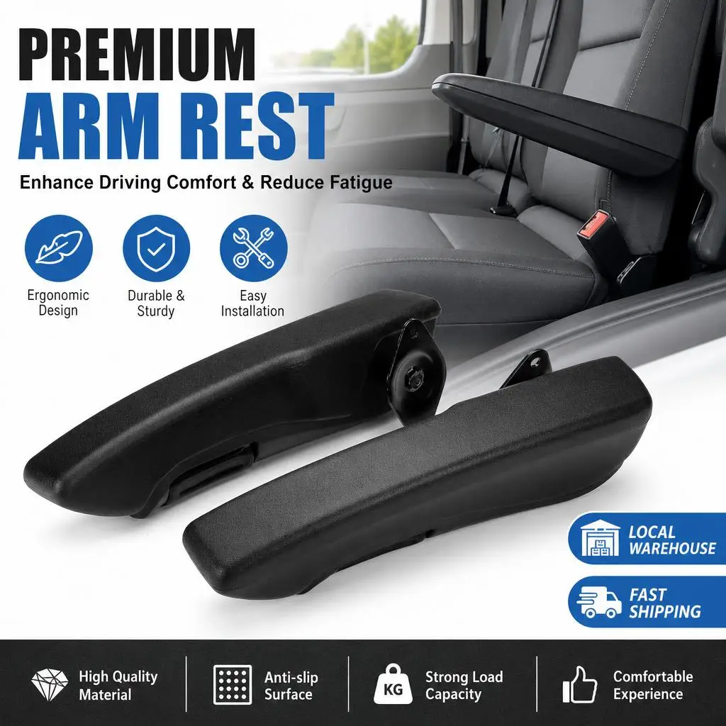 Image of 2-teiliges Universelles Verstellbares Auto-Sitzarmlehnen-Set aus PU-Leder, Passend für LKW, Wohnmobil, Van, Boot, Auto-Innenausstattung