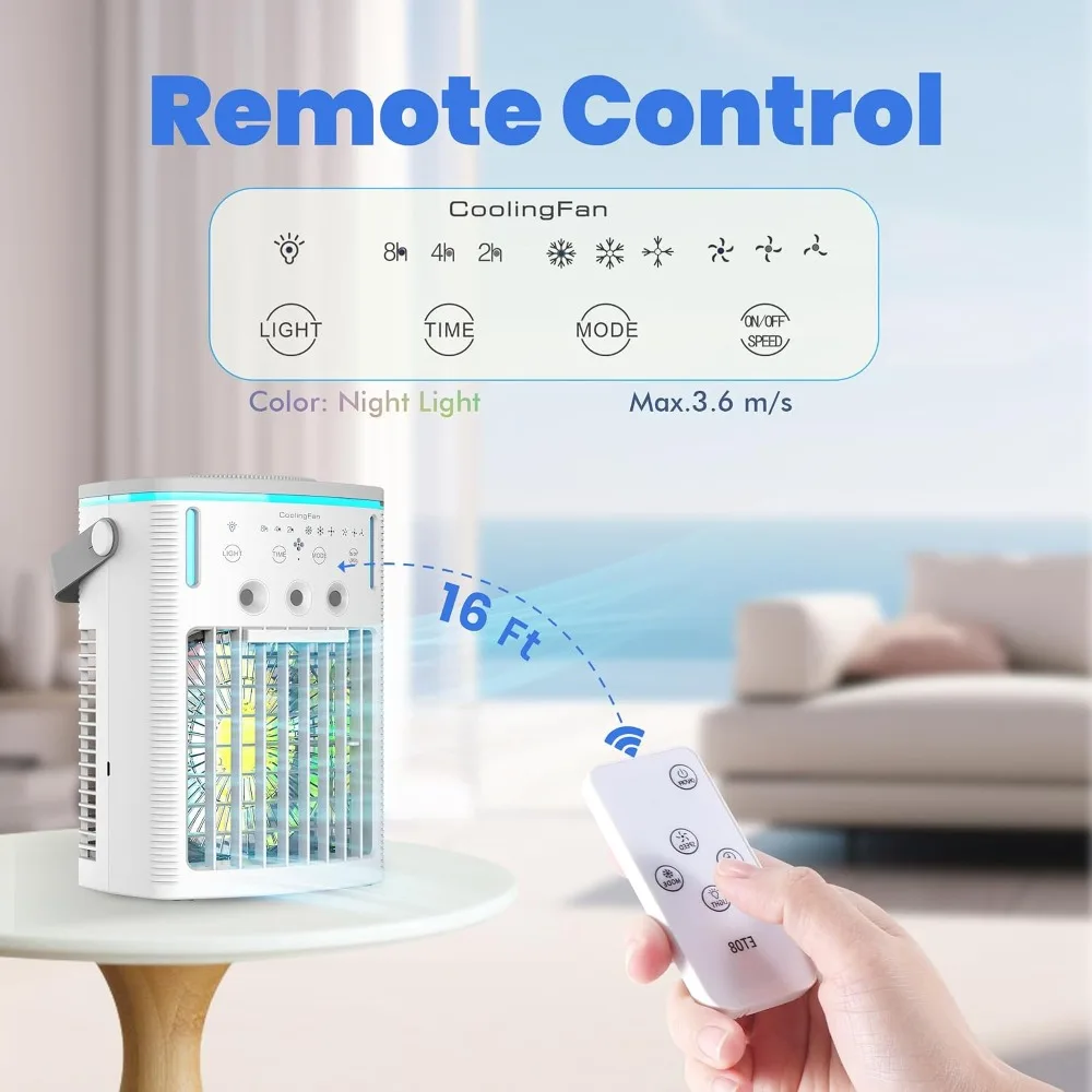 Portable Evaporative Air Cooler Ice Plate Or Water Tank Misting Cooling Fan Personal AC for Home Kitchen Bedroom Office view 2