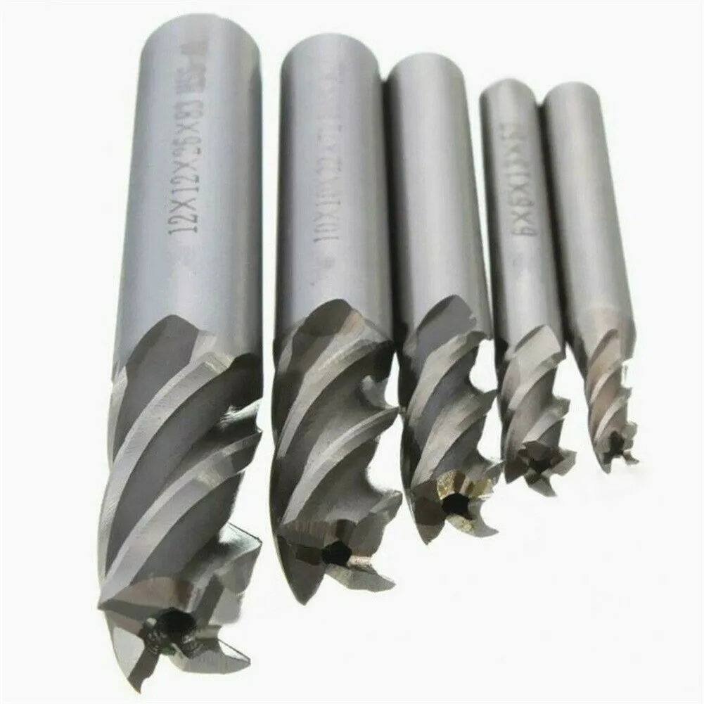 

Brand New End Mill End Milling Cutter Accessories Kit Silver Slot Straight Handle 4 Flutes 4-12mm 5 Pcs/set Bit
