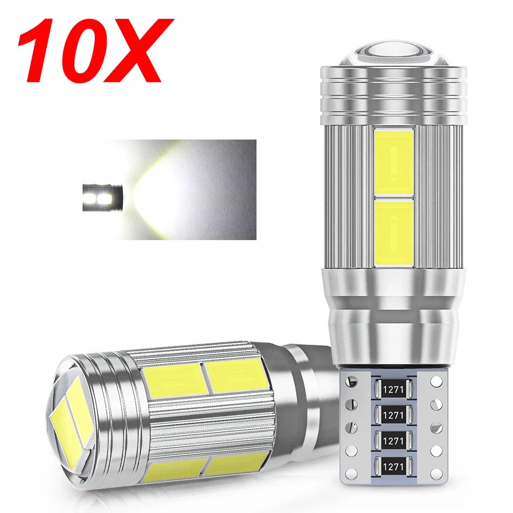 

10pcs W5W LED T10 LED Bulbs 5630 10SMD for Car Parking Position Lights Interior Map Dome Lights 12V White Auto Lamp 6500K White