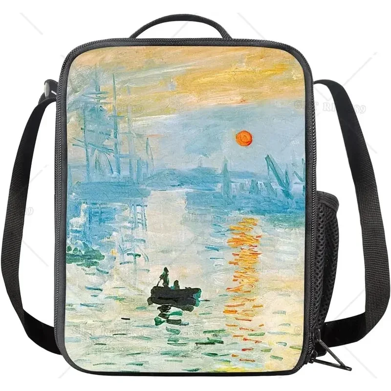 Bolsa de almuerzo con estampado de pintura al óleo para hombres y mujeres, bolsa de almuerzo aislada, bolsa de mano a prueba de fugas, fiambrera reutilizable para Picnic de trabajo