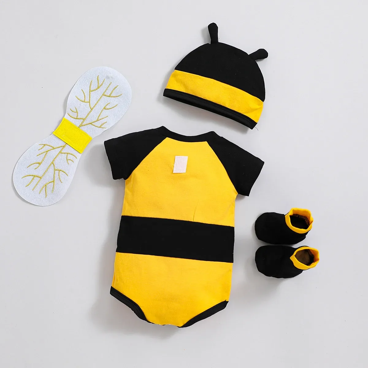 Cosplay Baby Boys Girls Honeybee Bee Costume Bodysuit Hat Wings Socks Set Birthday Photography Carnival Fancy Dress Up Party