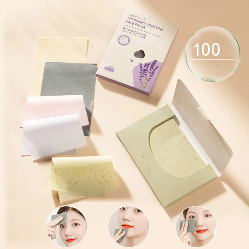 100PCS/Box Face Oil Blotting Paper Portable Glossy Face Wipes Facial Cleanser Oil Control Oil-absorbing Face Cleaning Tools