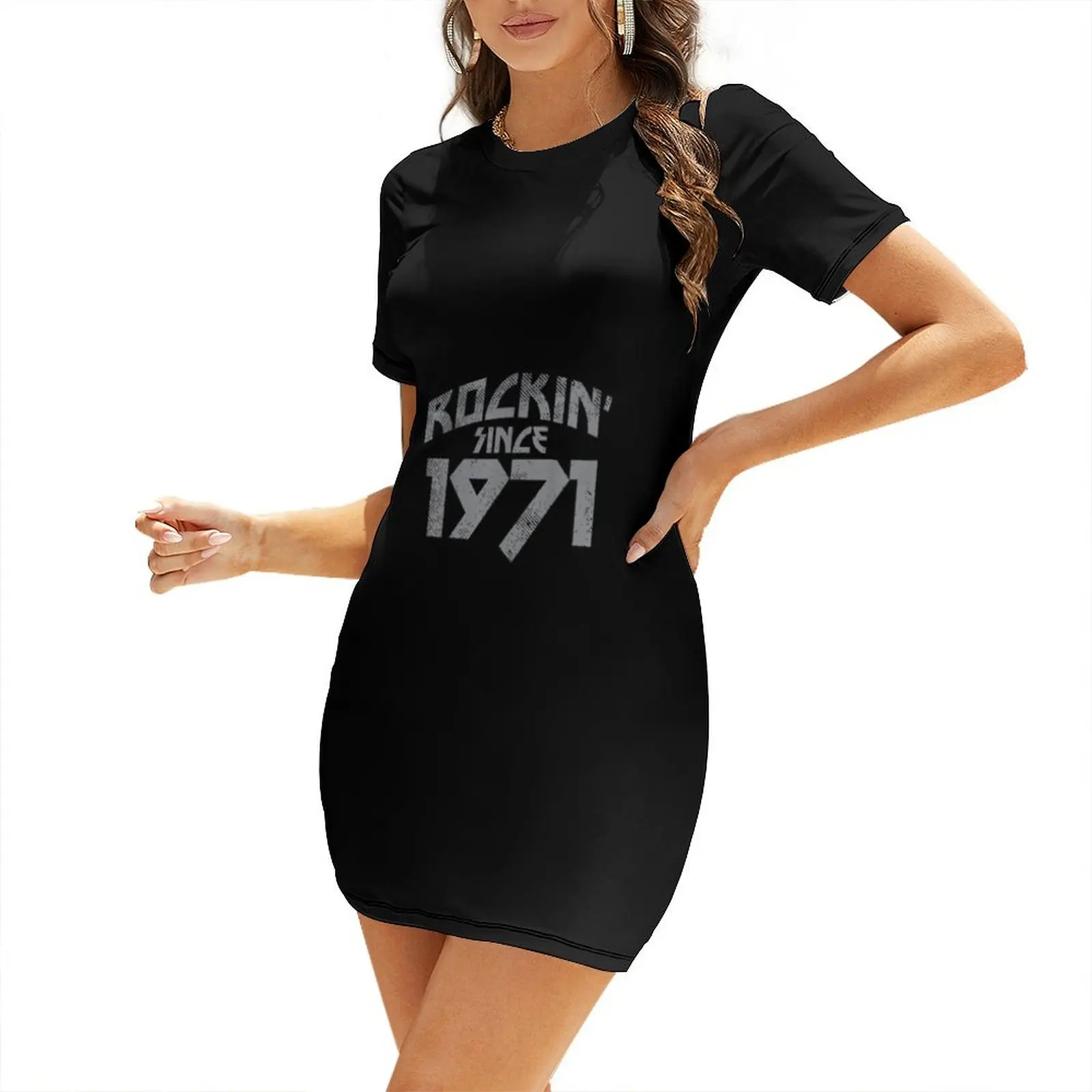 

Rockin Since 1971 50 Years Old 50th Birthday Rocker Short Sleeved Dress women's dresses luxury summer dresses women 2025