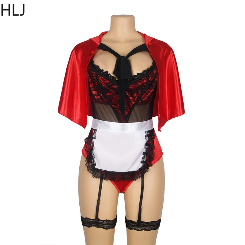 HLJ Sexy Women Cosplay Uniform Costume Hot Bodycon Cloak Outfits Female Fantasy Game Uniforms Fancy Party Club Bodysuit Clothing