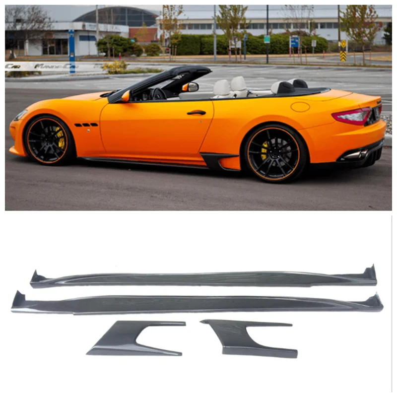 For Maserati GT GTS 2007-2015 High Quality Carbon Fiber Car Bumper Side Skirt Kit Lip Spoiler Protective Cover