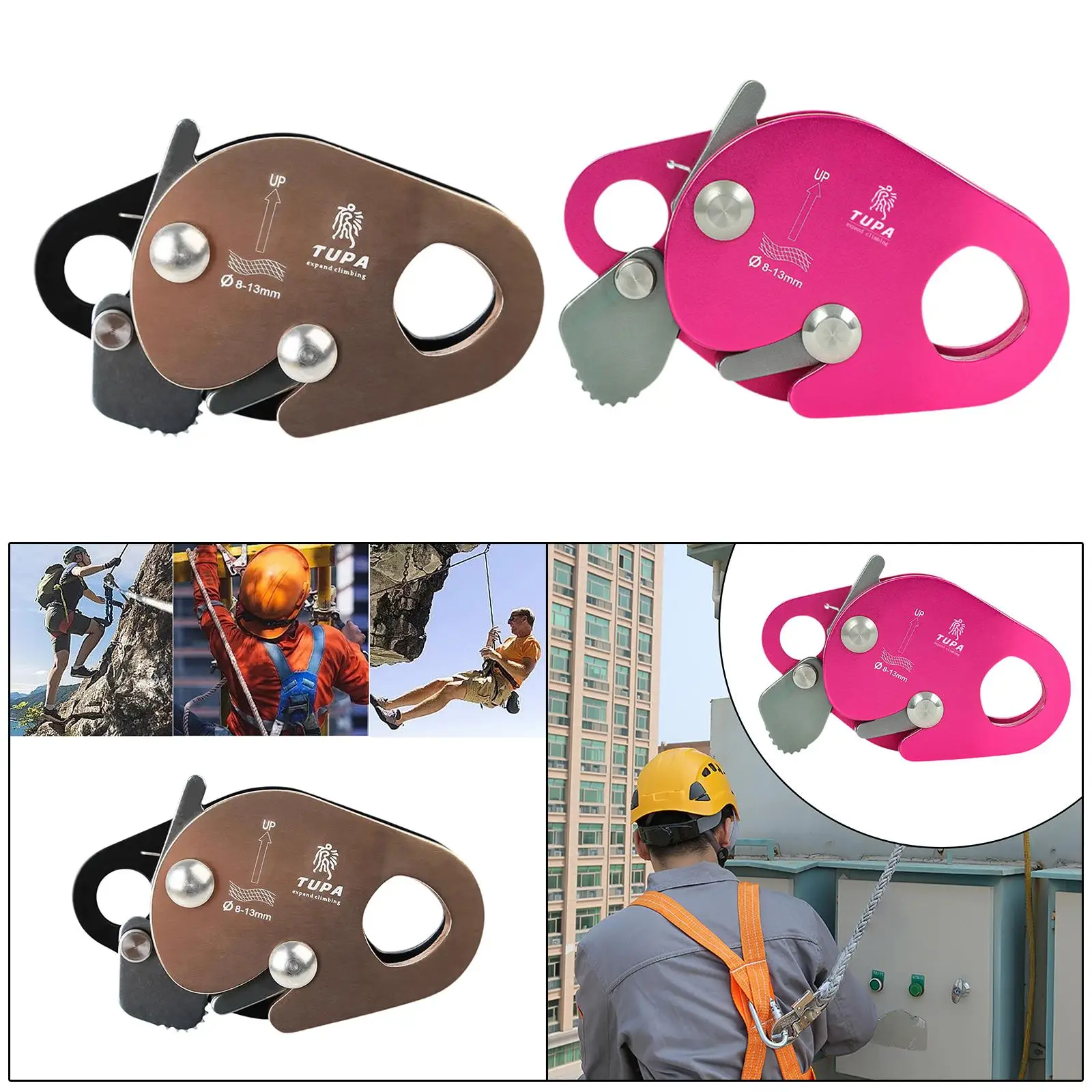 

Self Braking Stop Descender Climbing Gear Lightweight 22kN Rappelling Belay Grab for Mountaineering Extreme Sports 9-13mm Rope