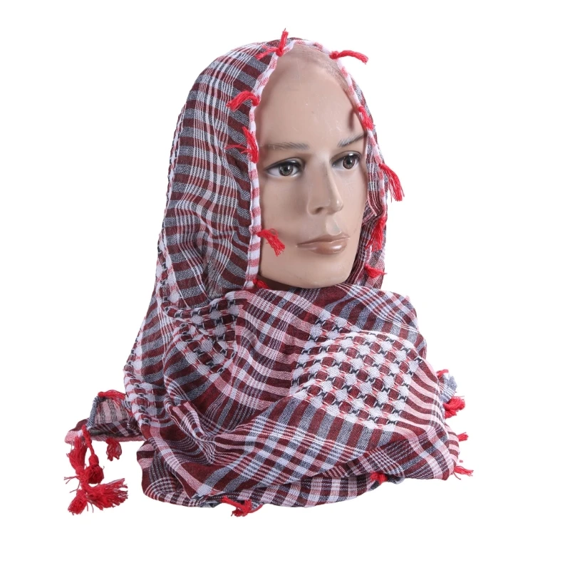 652F Breathable Shemagh Tacticals Desert Scarf Wrap Winter Shawl Neck Warmer Cover Head Wrap Windproof Tassels Scarf