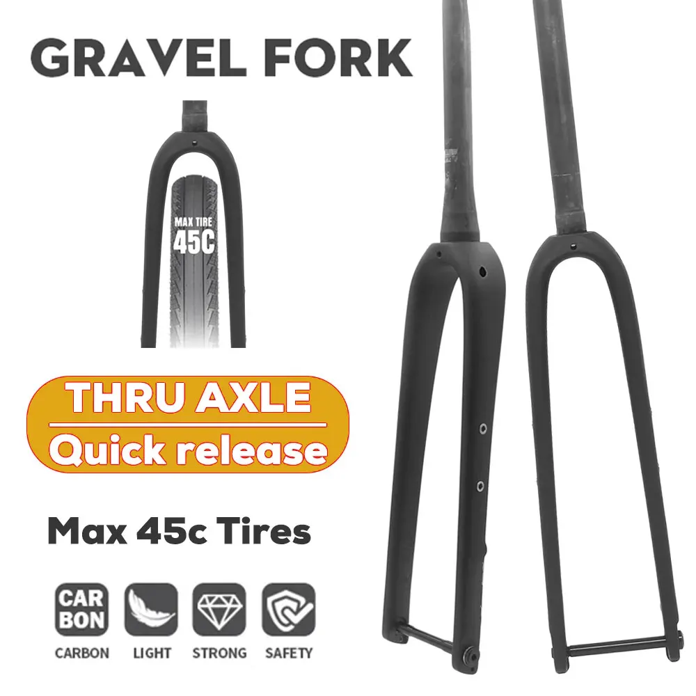 

DEDA Gravel Carbon Bike Fork Road Bike Fork 100mm Max 45C 1-1/8" Straight/Taper Tube Disc Brake Front Fork