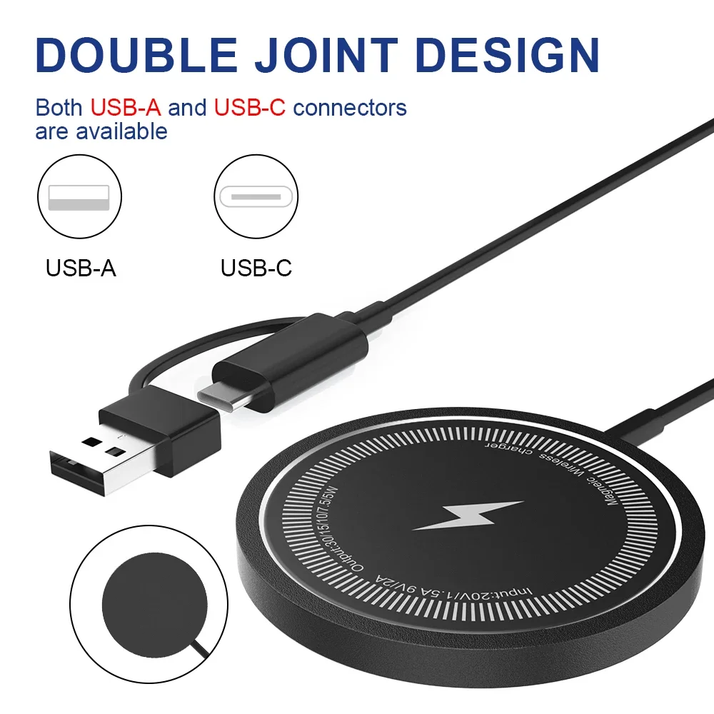 30W Magnetic Wireless Charger For iPhone 15 11 12 13 14 Pro Max USB Type C Fast Charging For Samsung S22 S23 Ultra Plus Charger